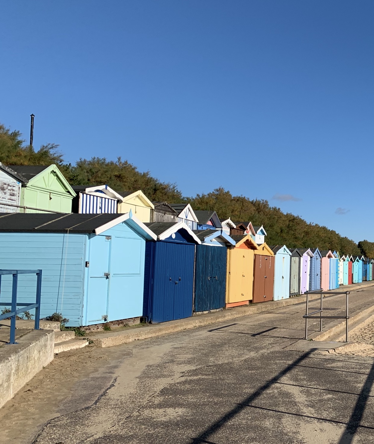 Colourful beach huts on Clacton seafront