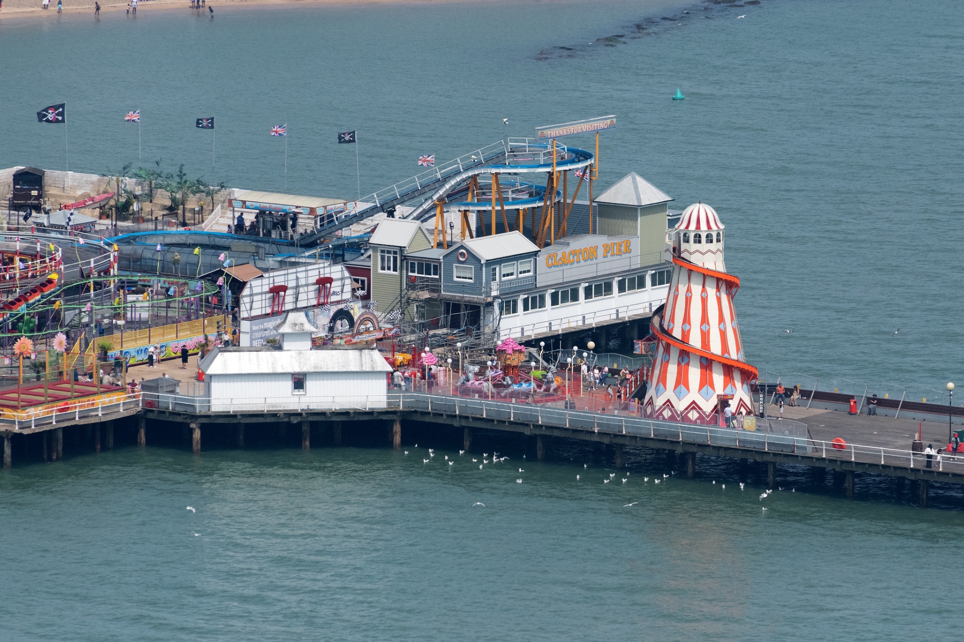 Clacton Pier and seaside from the air