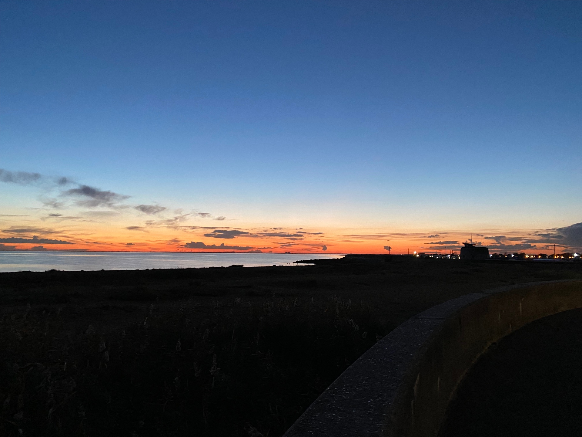 Sunset over the sea from the Clacton shoreline
